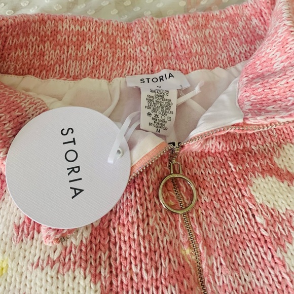 NWT Pink Daisy Print Knit Sweater Shorts by Storia SZ M - Picture 6 of 8